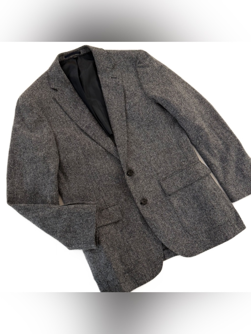 J. Crew Blazer Mens 40R Ludlow Slim Fit Moon British Tweed Wool Herringbone Gray